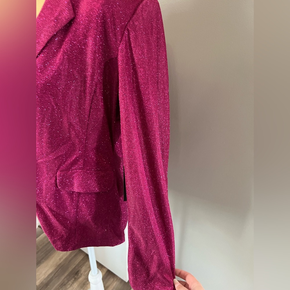 NWT Rock & Roll Denim Woman’s Lightweight Hot Pink Glitter Blazer Size XL - Picture 5 of 13